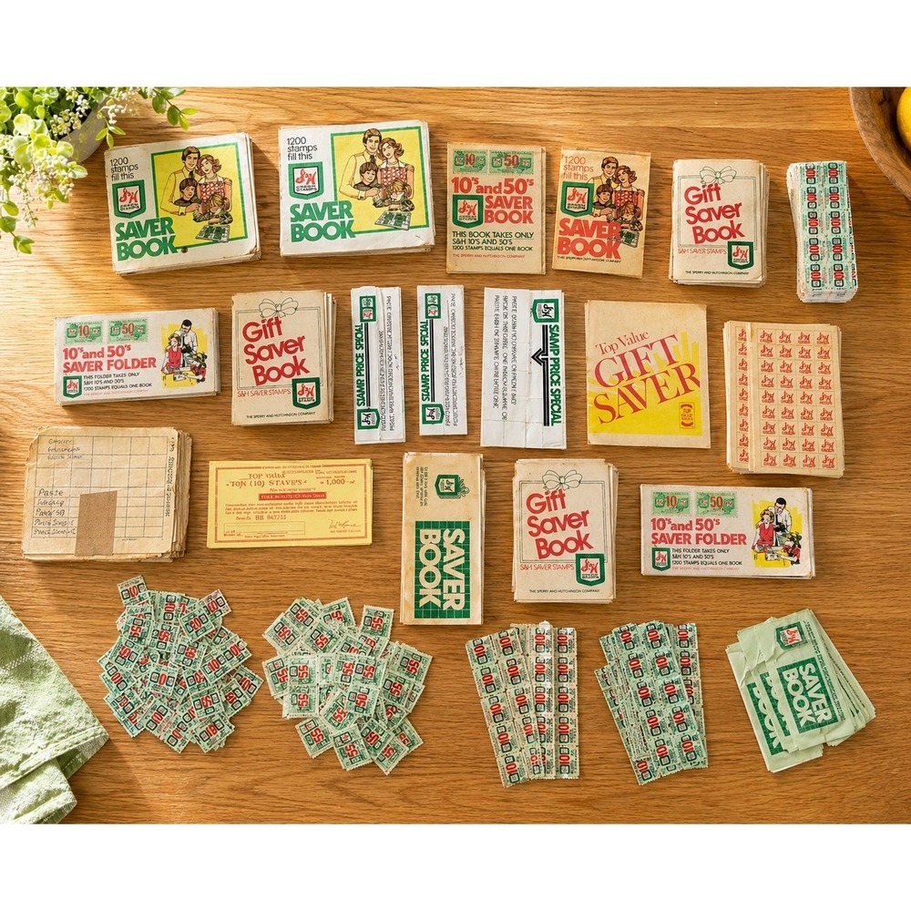 S&H Green Stamps Vintage Large Lot Loose Stamps‎ Saver Books Ephemera Retro